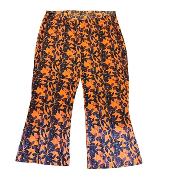 Pretty Little Thing NWT Plus Orange Print Beach Flares Pants Size 26 /3X - Picture 4 of 4